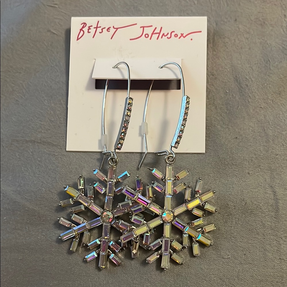 Betsey Johnson Snowflake Crystal Earrings
